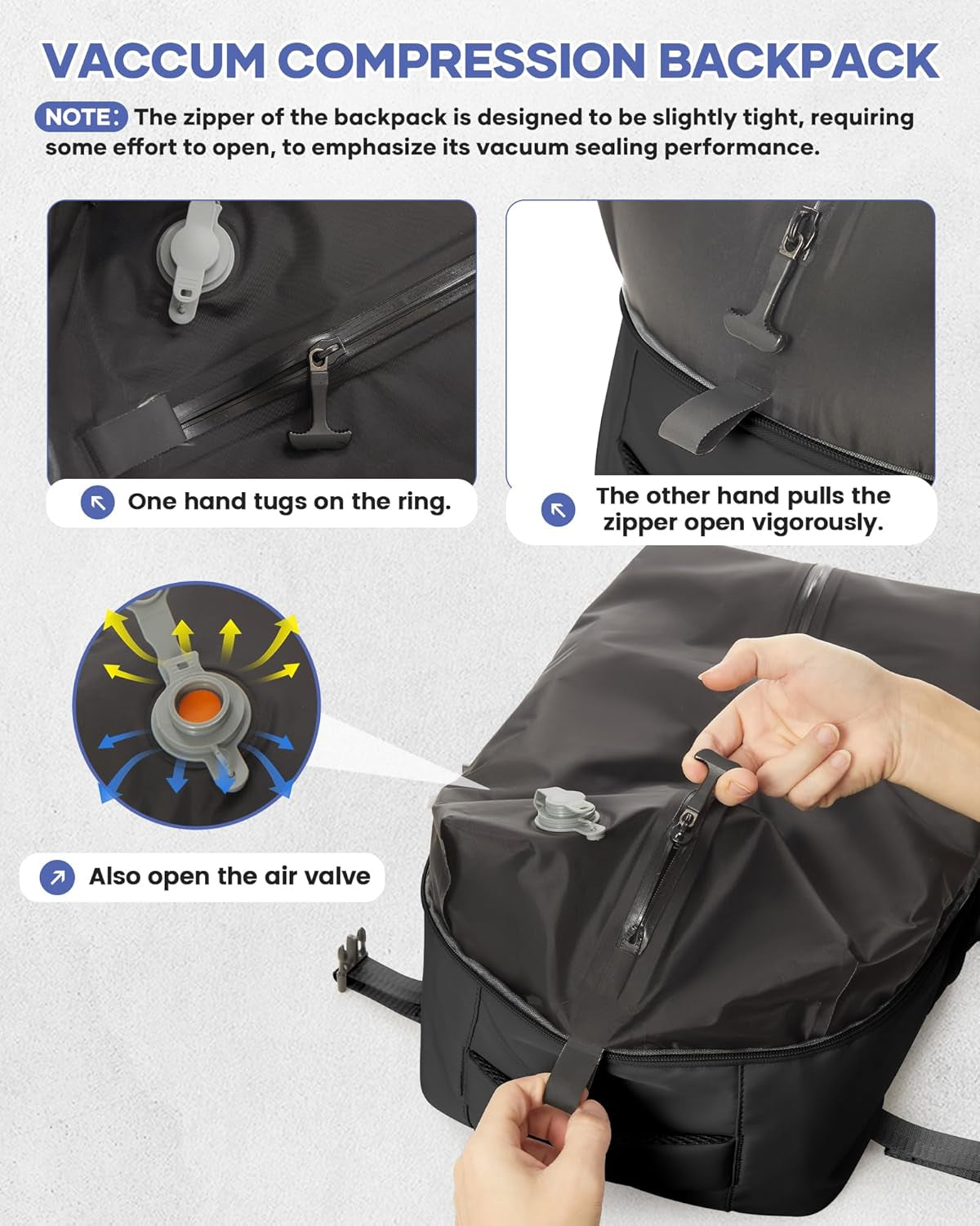 Large Vacuum Travel Backpack with Pump for Women,Airback Personal Item Carry On