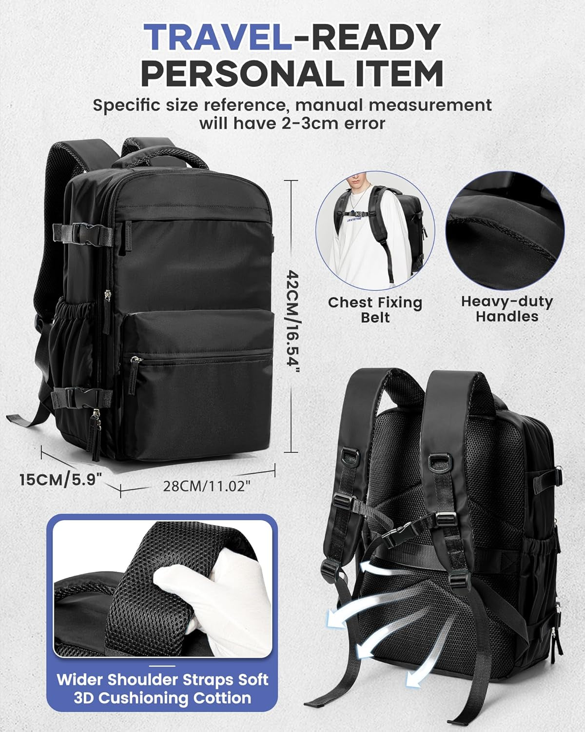 Large Vacuum Travel Backpack with Pump for Women,Airback Personal Item Carry On