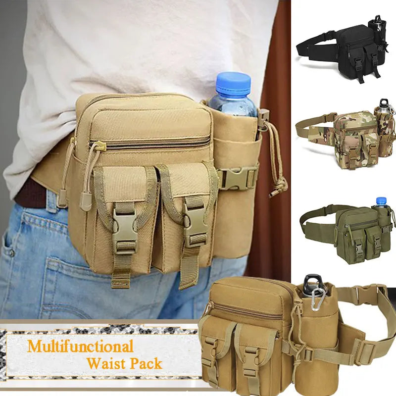Outdoor Tactical Waist Pack Nylon Hiking Phone Water Bottle Pouch Sport Tool Equipment Package Hunting Climbing Camping Belt Bag