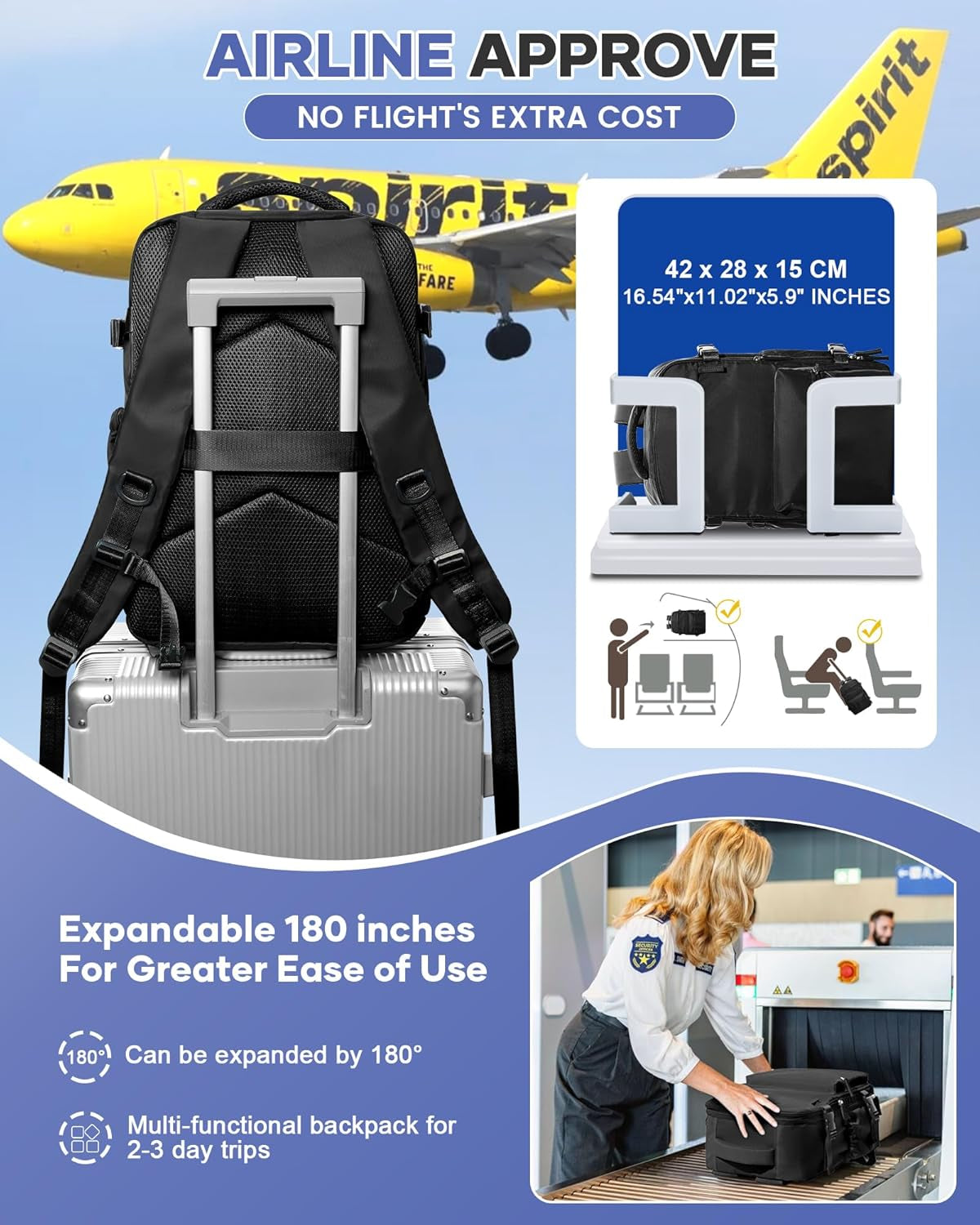 Large Vacuum Travel Backpack with Pump for Women,Airback Personal Item Carry On